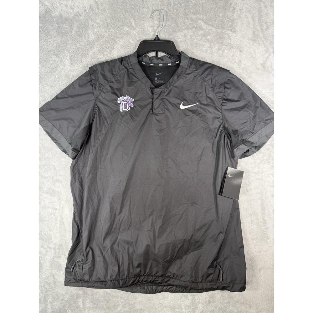 Nike Stock Windshirt Mens Large Black‎ Short Sleeve Vented Lightweight Baseball